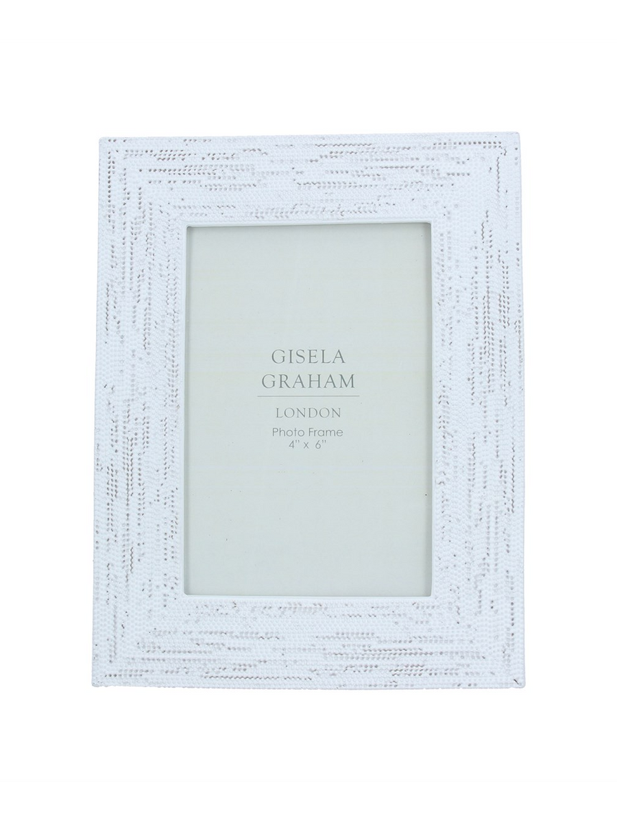 Gisela Graham White Wash Beaded Resin Picture Frame 4x6