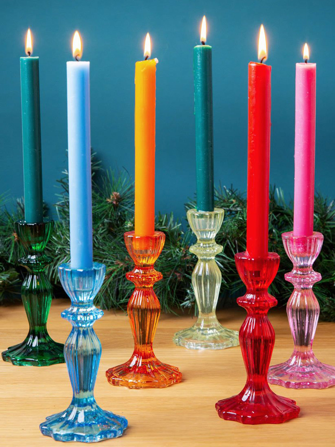 Blue glass candle clearance holder